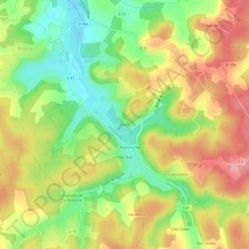 Топографическая карта Roche, высота, рельеф