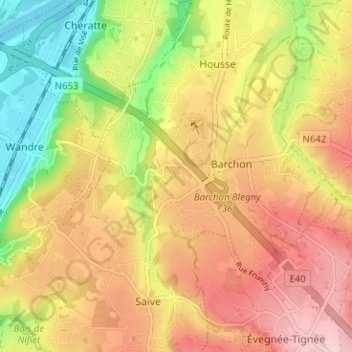 Топографическая карта Chefneux, высота, рельеф