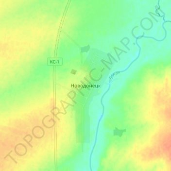 Топографическая карта Новодонецк, высота, рельеф
