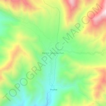 Топографическая карта Hemis Shukpachan, высота, рельеф
