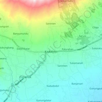 Топографическая карта Kaduhejo, высота, рельеф