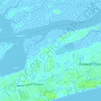 Топографическая карта Kiawah Island Bass Pond D-3047 Dam, высота, рельеф