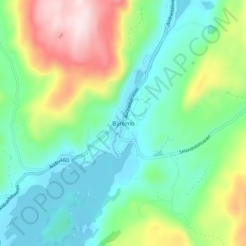 Топографическая карта Byremo, высота, рельеф