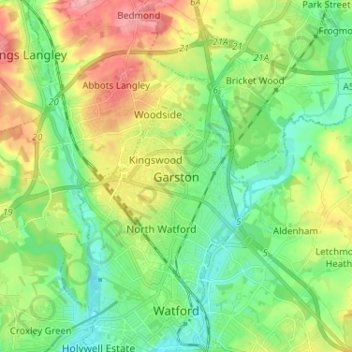 Топографическая карта Garston, высота, рельеф