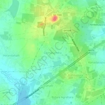 Топографическая карта Chimasandra, высота, рельеф