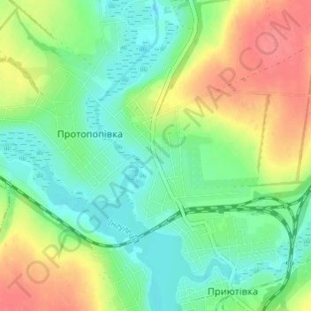 Топографическая карта Протопоповка, высота, рельеф
