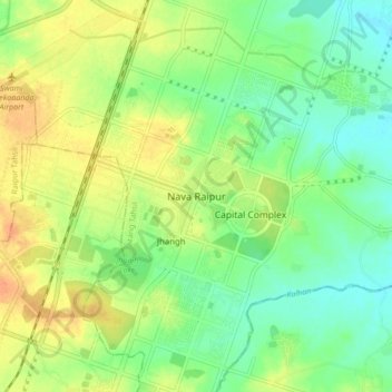 Топографическая карта Nava Raipur, высота, рельеф