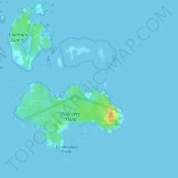 Топографическая карта Thunder Cove, высота, рельеф