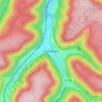 Топографическая карта Calmbach, высота, рельеф