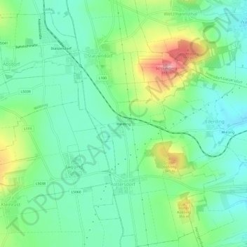Топографическая карта Weidling, высота, рельеф