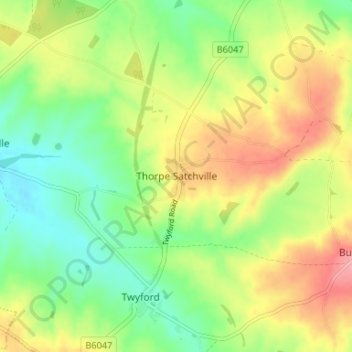 Топографическая карта Thorpe Satchville, высота, рельеф