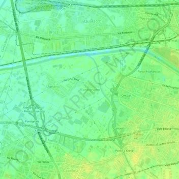 Топографическая карта Mantignano, высота, рельеф