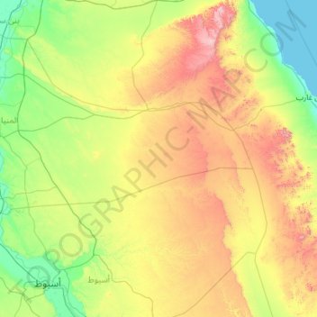 Топографическая карта Eastern Desert, высота, рельеф