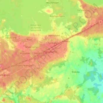 Топографическая карта Йоутсено, высота, рельеф