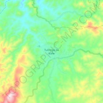 Топографическая карта Tulcingo de Valle, высота, рельеф