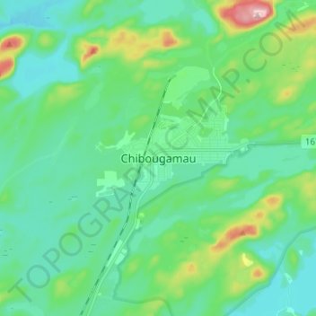 Топографическая карта Chibougamau, высота, рельеф