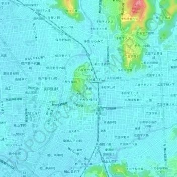 Топографическая карта 渋坂, высота, рельеф