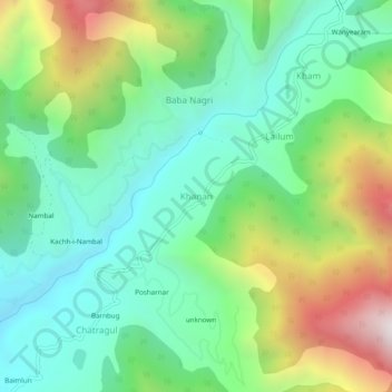 Топографическая карта Khanan, высота, рельеф