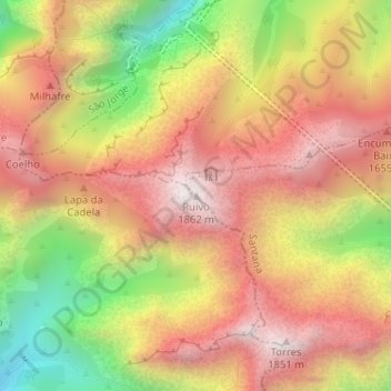 Топографическая карта Ruivo, высота, рельеф