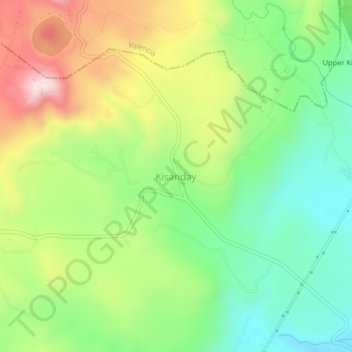 Топографическая карта Kisanday, высота, рельеф