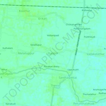 Топографическая карта Iluppur, высота, рельеф