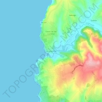 Топографическая карта São Lourenço, высота, рельеф