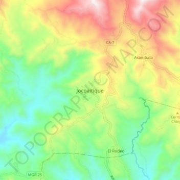 Топографическая карта Jocoaitique, высота, рельеф
