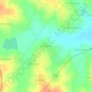 Топографическая карта Shettihalli, высота, рельеф