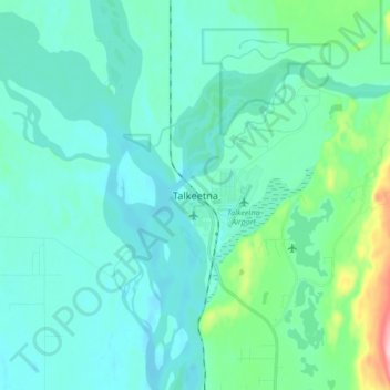Топографическая карта Talkeetna, высота, рельеф