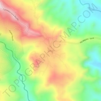 Топографическая карта Sorá, высота, рельеф