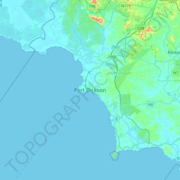 Топографическая карта 波德申, высота, рельеф