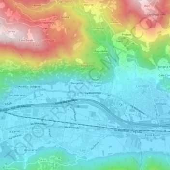 Топографическая карта Poisatto, высота, рельеф