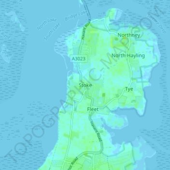 Топографическая карта Stoke, высота, рельеф