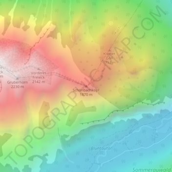 Топографическая карта Schönbachkopf, высота, рельеф