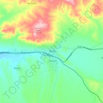 Топографическая карта Özalp, высота, рельеф
