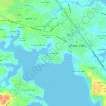 Топографическая карта Point Somerset, высота, рельеф