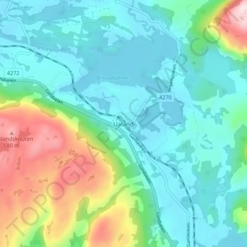 Топографическая карта Ualand, высота, рельеф