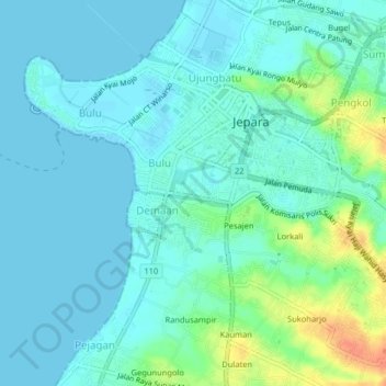 Топографическая карта Demaan, высота, рельеф