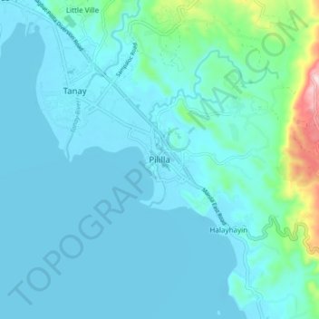 Топографическая карта Pililla, высота, рельеф