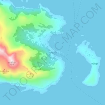 Топографическая карта Vengsøy, высота, рельеф