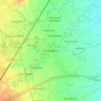 Топографическая карта Concepcion, высота, рельеф