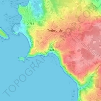 Топографическая карта Pors Mabo, высота, рельеф
