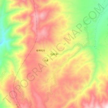Топографическая карта 乌科乡, высота, рельеф