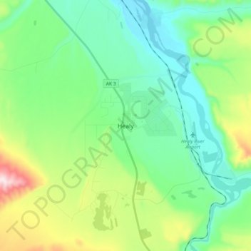 Топографическая карта Healy, высота, рельеф