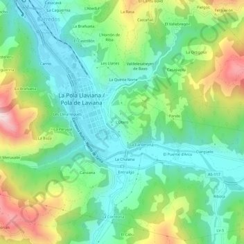 Топографическая карта L'Otero, высота, рельеф