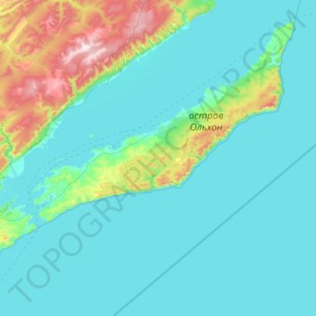 Топографическая карта Ольхон, высота, рельеф
