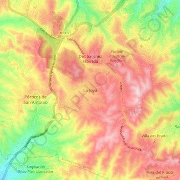 Топографическая карта La Joya, высота, рельеф