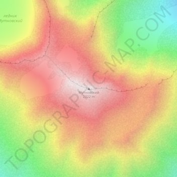 Топографическая карта Мутновский, высота, рельеф