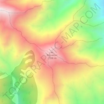 Топографическая карта Каракан, высота, рельеф