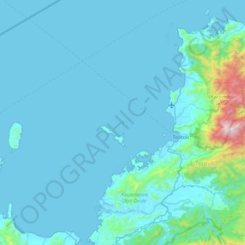 Топографическая карта Pulau Pamanukan, высота, рельеф
